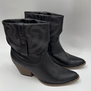 BONGO “Jacey” Black Heeled Western Boots and Fold Over Style Shaft Size 11